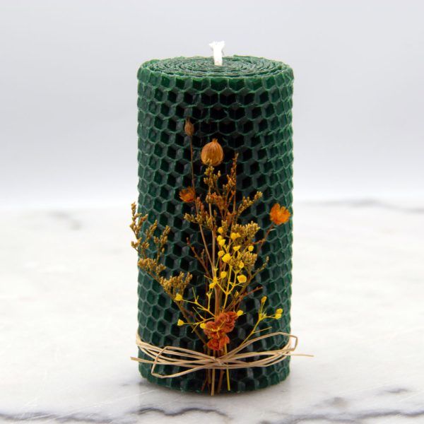 Forest Green Beeswax Candle