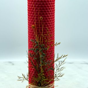 Holiday Red Beeswax Candle