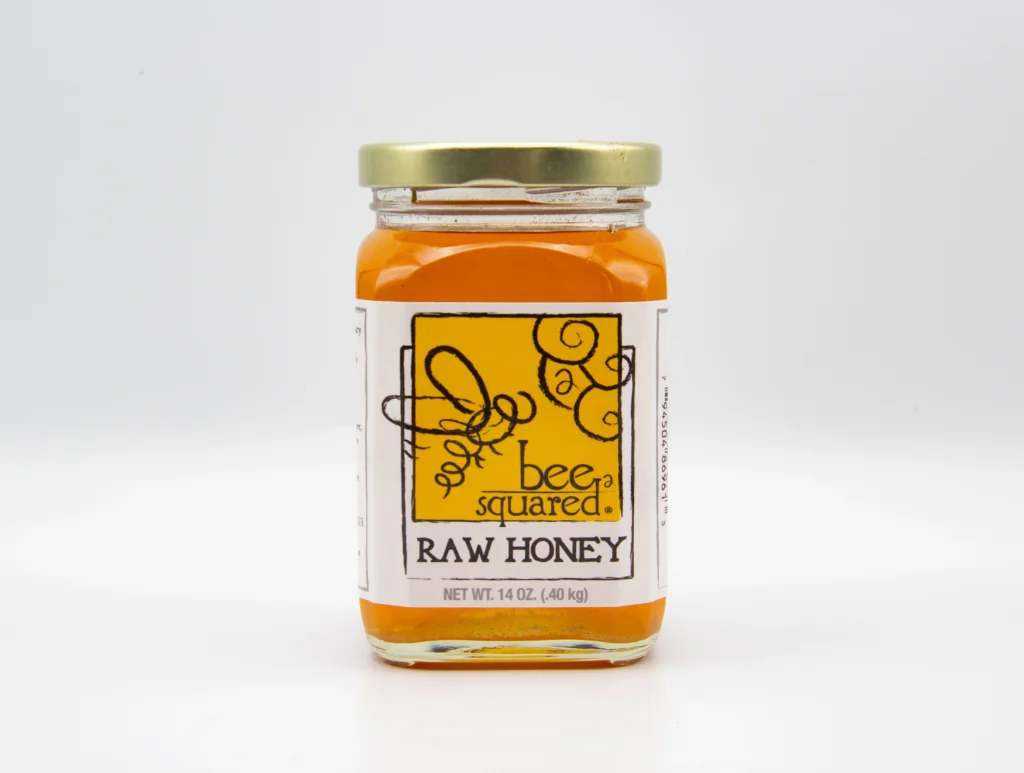 Raspberry Blossom Honey - 14 oz. Jar - Bee Squared Apiaries