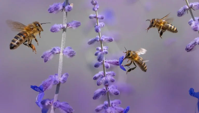 honeybees hovering over spring flowers